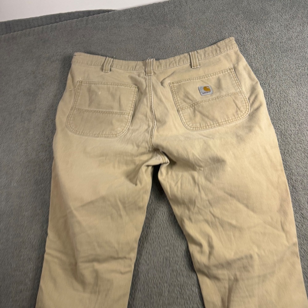 Carhartt Mens Straight Fit Tan Canvas Work Pants 38x30 Regular 5-Pocket